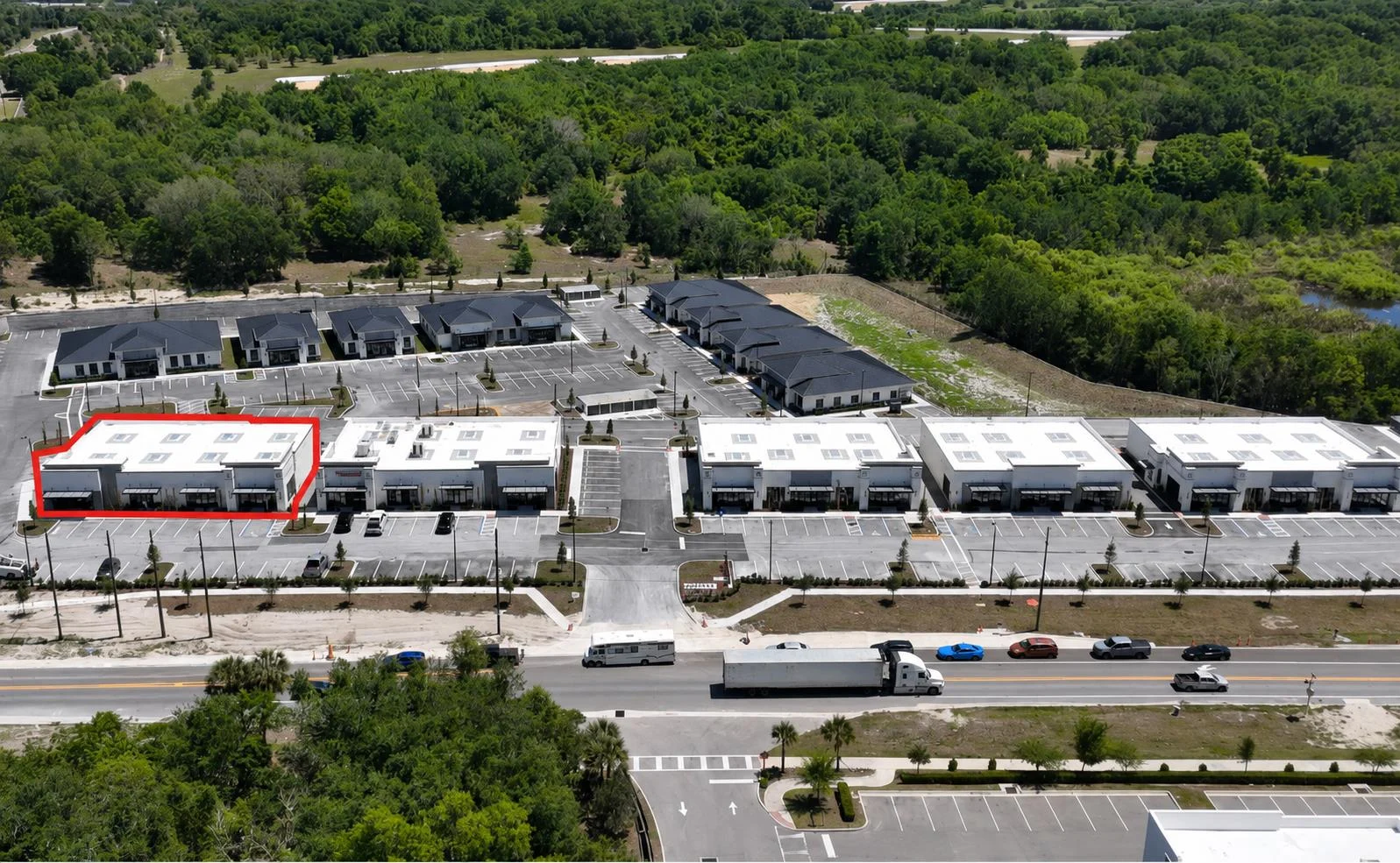 Aerial photograph of Lake Carter Exchange and surrounding development
